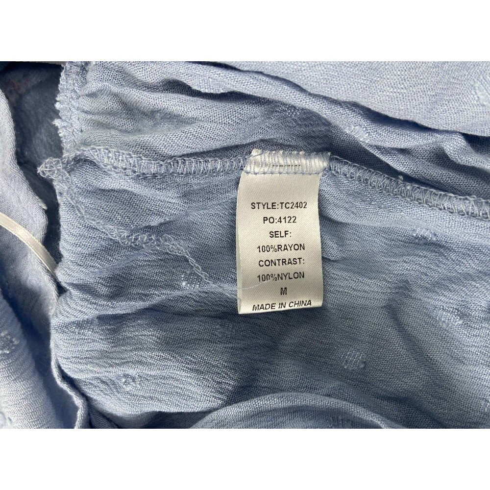 GiGiO Women Medium Blue Babydoll Top Semi Sheer Ribbed Strappy NWT - Picture 7 of 9